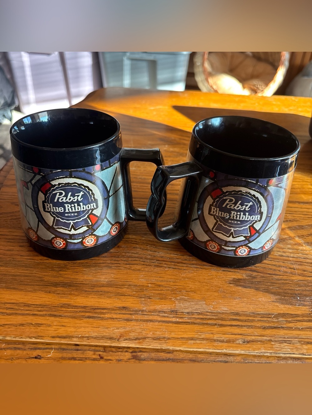 Pabst Blue Ribbon Black Ceramic Mug Set - Decorative Logo Design (2-Pack)